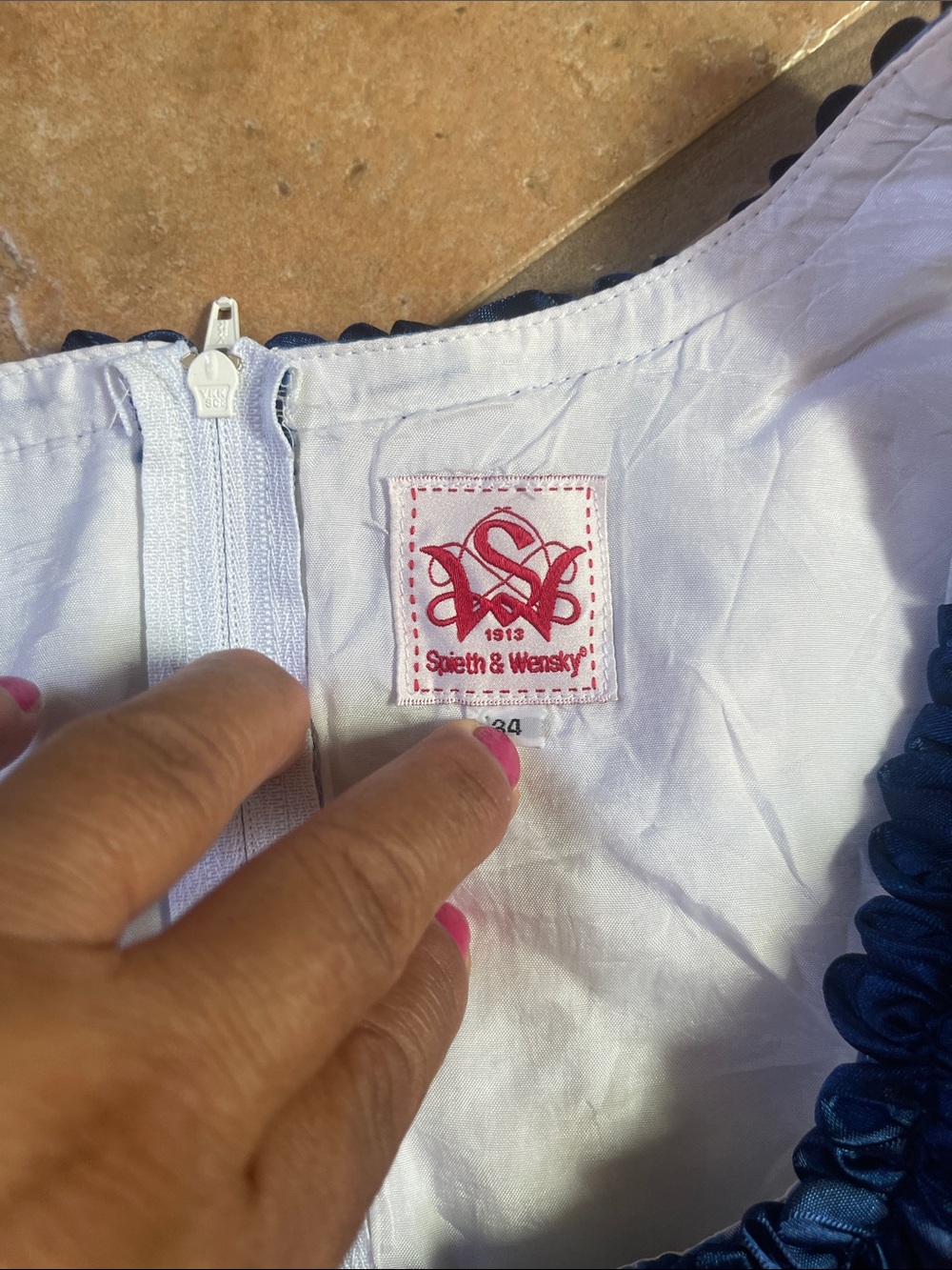 Blue Checked Dirndl Dress with Navy Satin Apron - Brand Unspecified - Picture 2 of 7